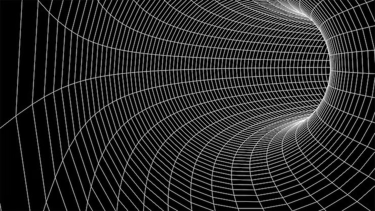 Curved lines tracing a gravitational field